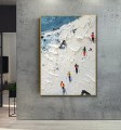 Esquiador en Snowy Mountain sky sport por Palette Knife pared arte minimalismo textura